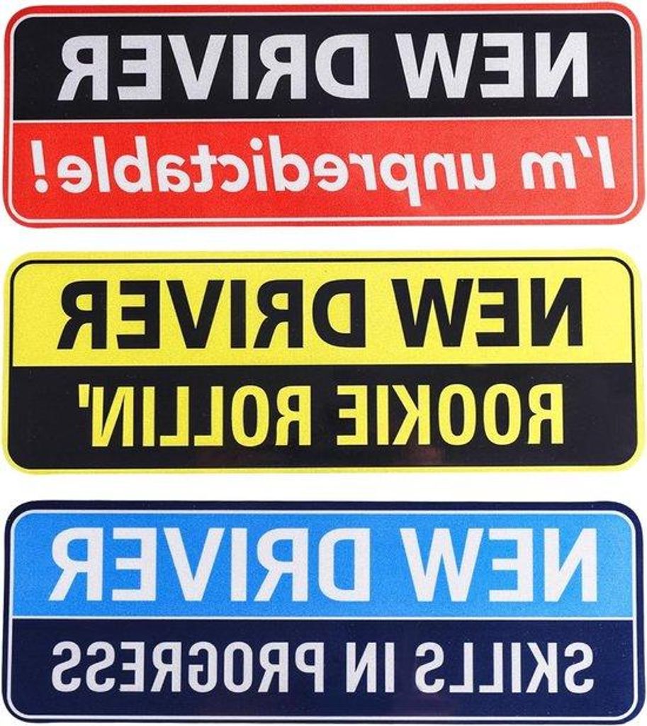 Autostickers - Set van 3 Magnetische Waarschuwingsborden voor Auto's