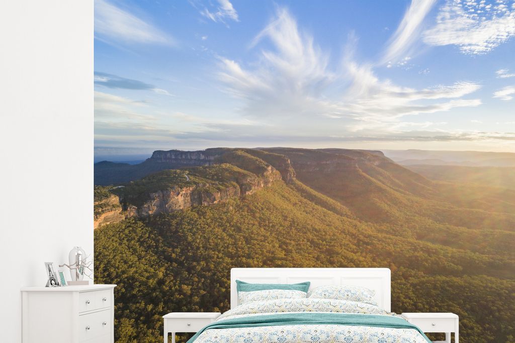 MuchoWow Fototapete für Wohnzimmer oder Schlafzimmer Wandtapete Vinyl Motivtapete Jamison Valley im australischen Blue Mountains National Park -...