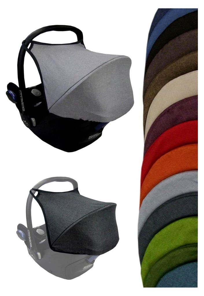 Sonnenverdeck für Babyschale kompatibel mit Maxi Cosi Cabrio Fix Gruppe 0 + GP (meliert hellgrau)