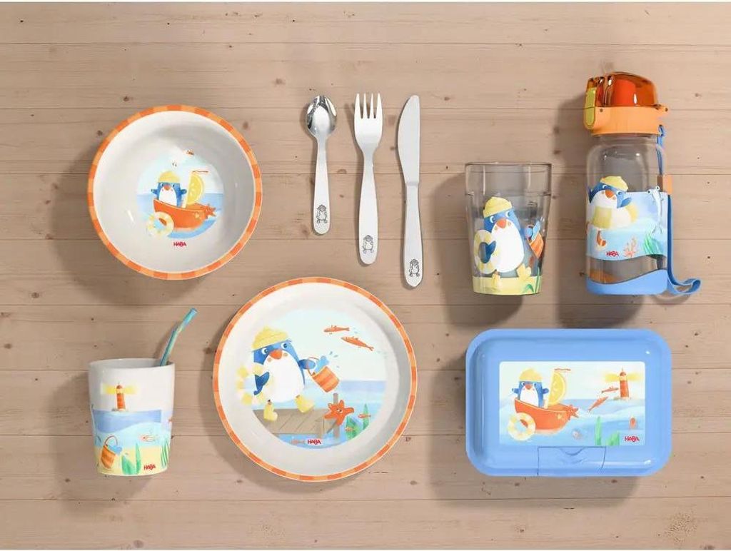 Haba Kinderbesteck Pinguin - buntes Besteck für Kinder - Edelstahl