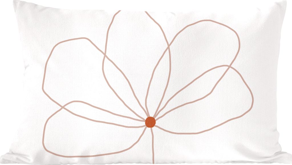 MuchoWow Zierkissen Sofakissen Wohnzimmer Dekokissen 50x30 cm Blume - Strichzeichnung - Natur - Wohnzimmerdekoration - Polster mit Photo