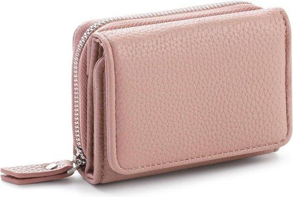 Mini Frauen Portemonnaie - Dreifach Faltbar mit Münzhalter - Rosa - Sicher und Funktionell