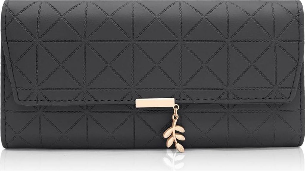 Große Damen Geldbörse aus Kunstleder mit 9 Kartenfächern, Reißverschluss-Münzfach und vielen Fächern, Langformat Portemonnaie für Frauen, st...