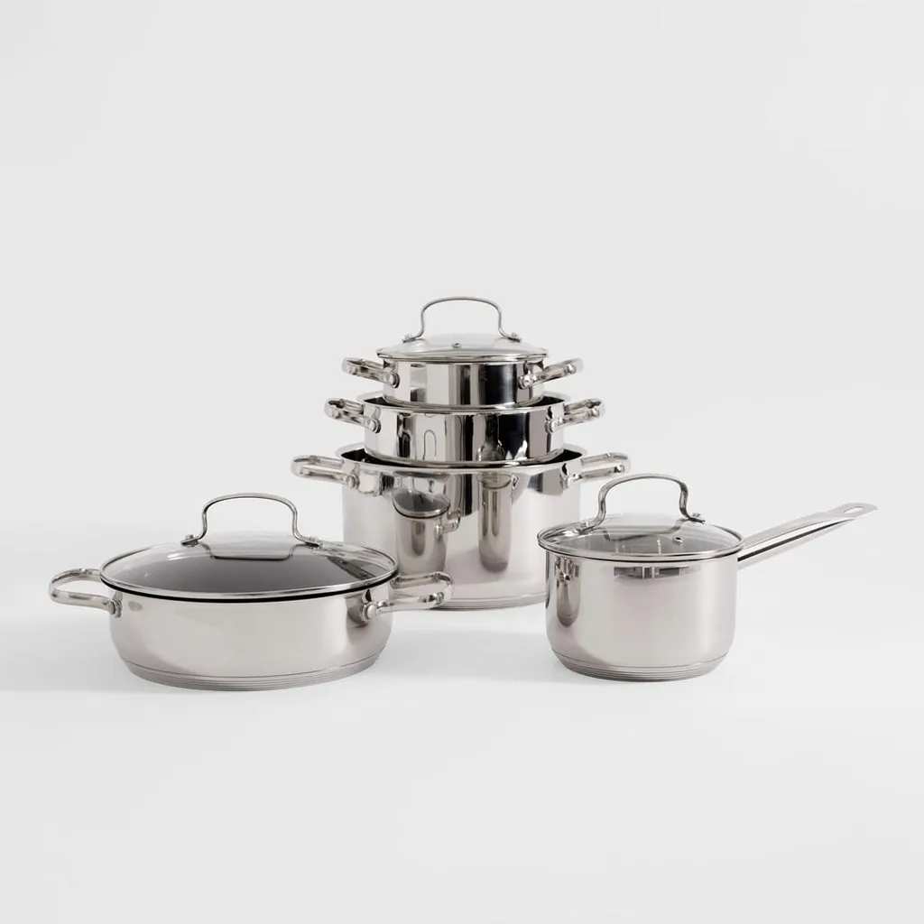 Batteria Da Cucina Induzione Set Pentole 6 Pezzi Alluminio Fuso Coperchi Vetro Briebe Nero Mgk 18 86844410