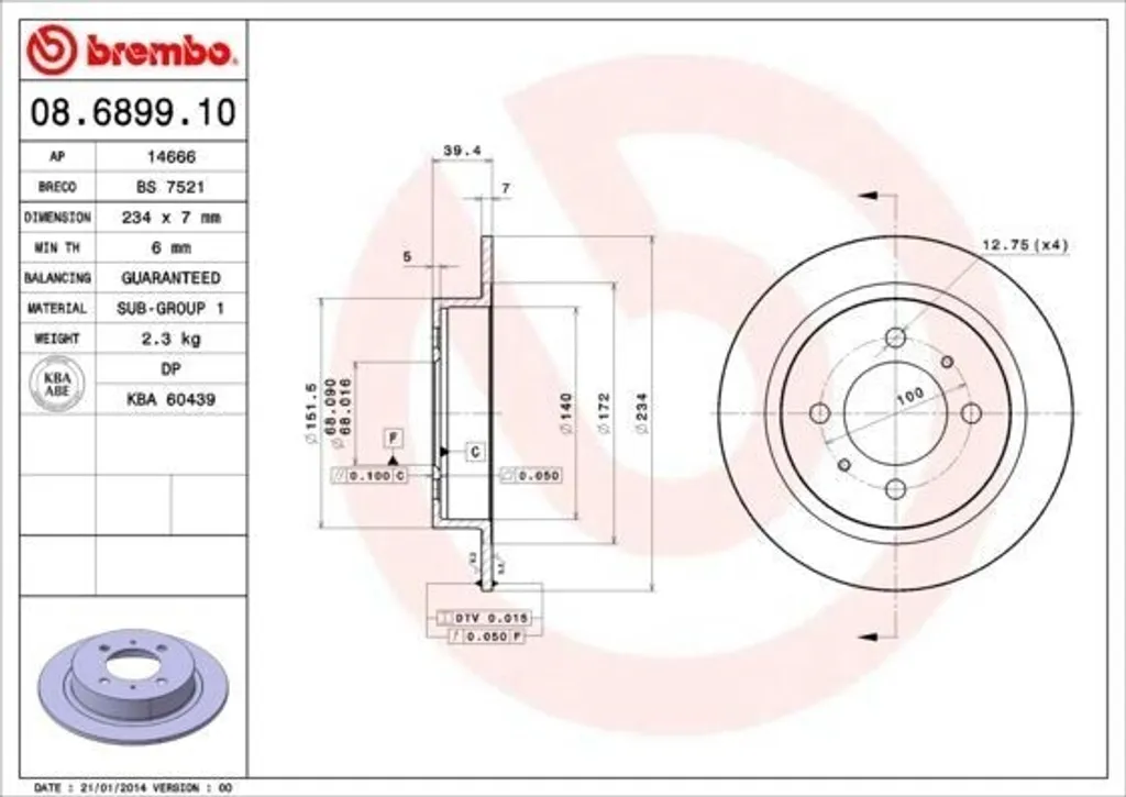 Disque de Frein Arrière pour Nissan Almera I N15 : Sécurité Brembo
