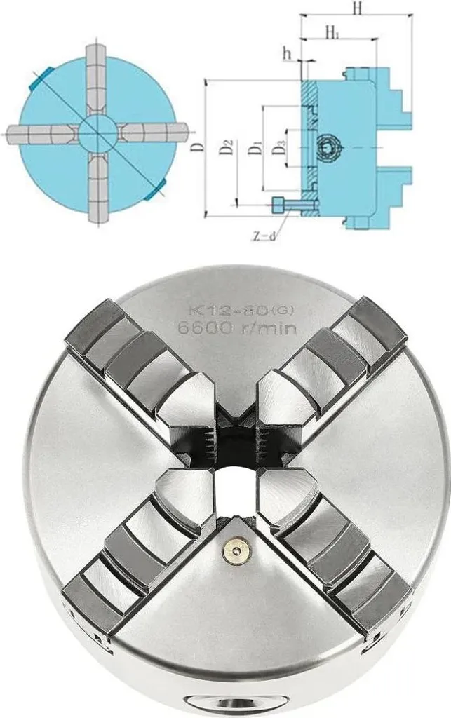 Mandrin 80 mm à 4 mors autocentrants réversibles en acier haute précision - 10