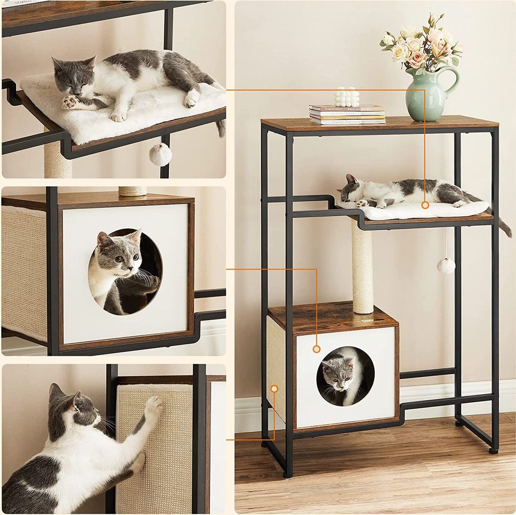 FEANDREA Kratzbaum, Katzenbaum,2-in-1-Möbel,große obere Produktbild 5