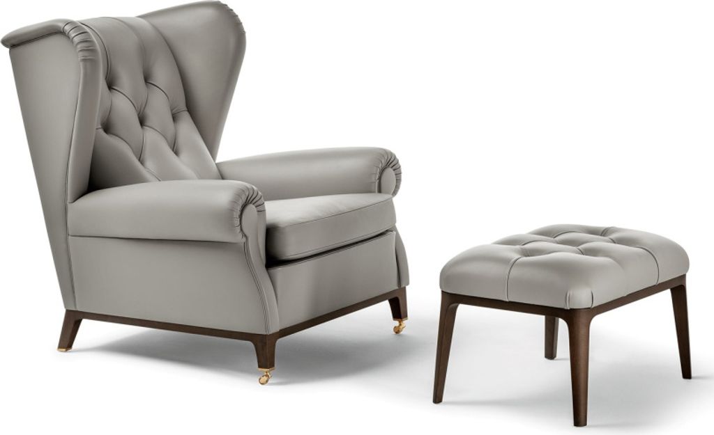 Modern Set Garnitur Polster Relax Fernseh 2tlg. Sessel Hocker Beistell Designer