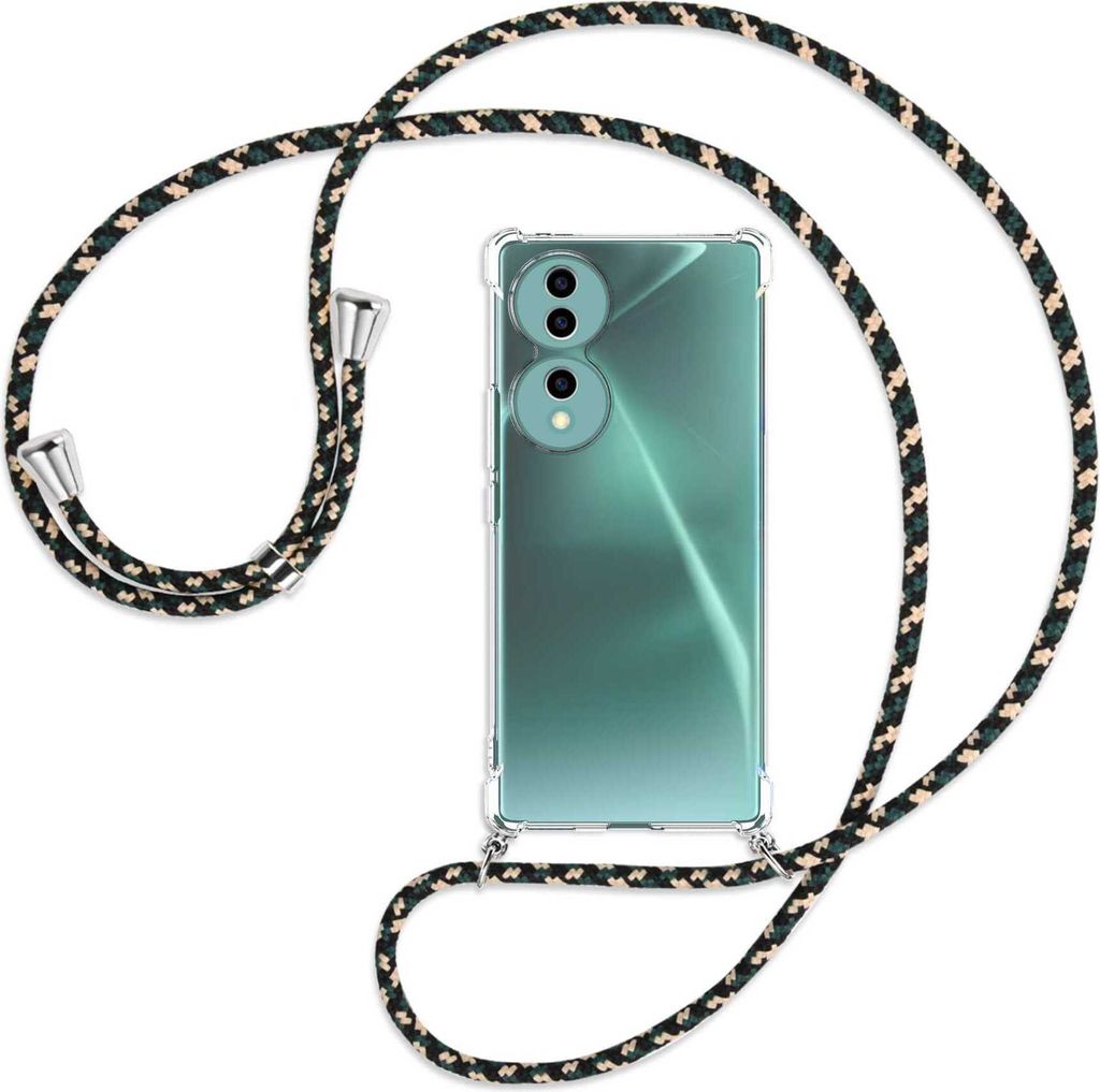 Handykette Backcover-Schutzhülle mit Band (Metall silberfarben) für Honor 70 5G (FNE-AN00, 6.67'') - camouflage