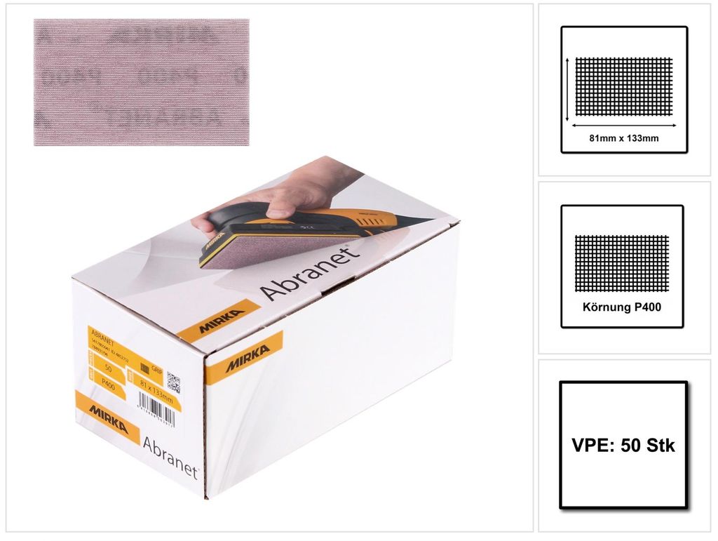 Mirka ABRANET 81x133mm Grip P400, 50/Pack ( 5417805041 ) Obrázek produktu 