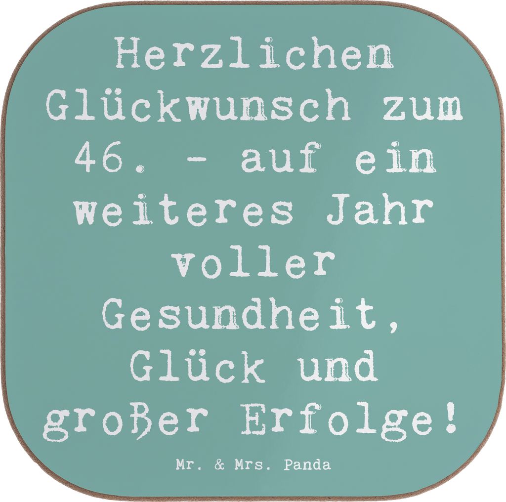 Mr. & Mrs. Panda Tischschoner Spruch 46. Geburtstag Glückwünsche - Meeresbrise - Geschenk, handgefertigte Produkte, Alter, Geburtstagskarte, glä...