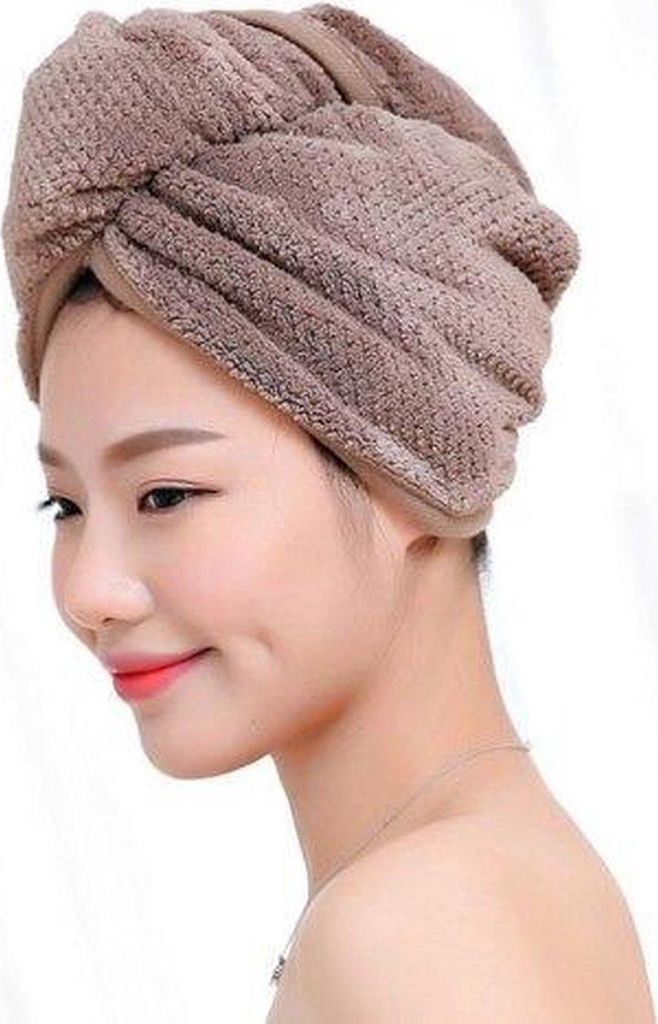 Jumadas Quick Dry Towel – Trocknertuch – Turban – Braun – Knopfverschluss