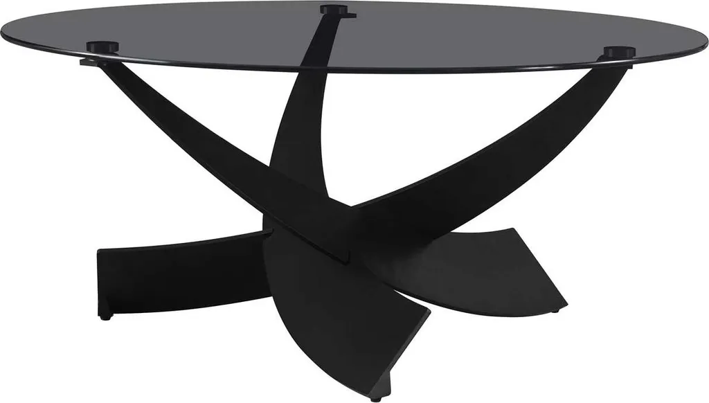 Table basse Weston gain de place ronde 90cm verre noir et métal