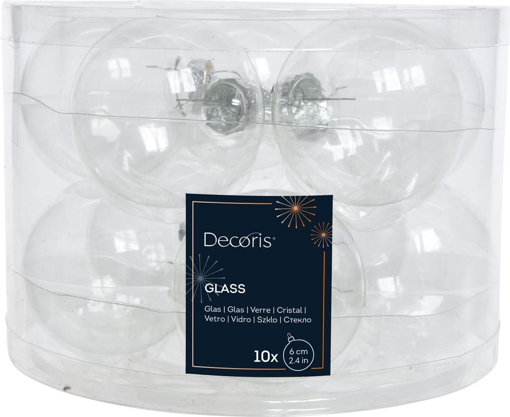 Weihnachtskugeln Glas 6cm x 10 Stück - Klar transparent Produktbild 