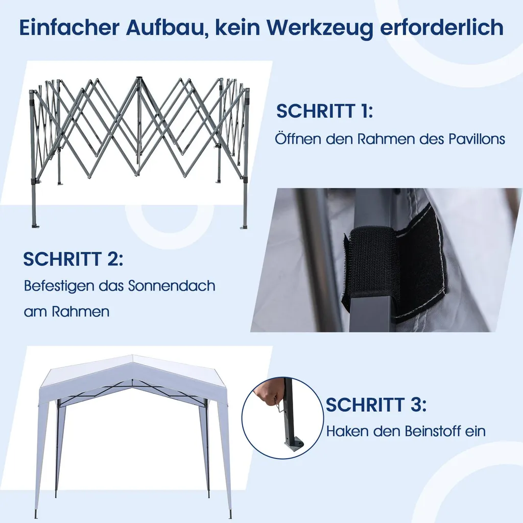 Pavillon 3x3m Pop up Pliable COSTWAY avec Sac à Roulettes pour Jardin - 7