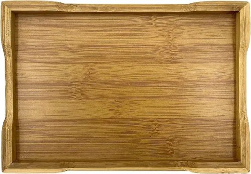 Plateau à thé rectangulaire en bois résistant avec bords hauts de 6cm