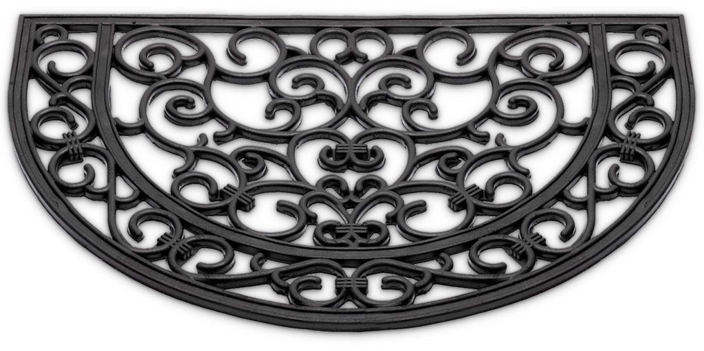 Hartgummi Fußmatte Ornamente halbrund 40x60 cm schwarz Produktbild 
