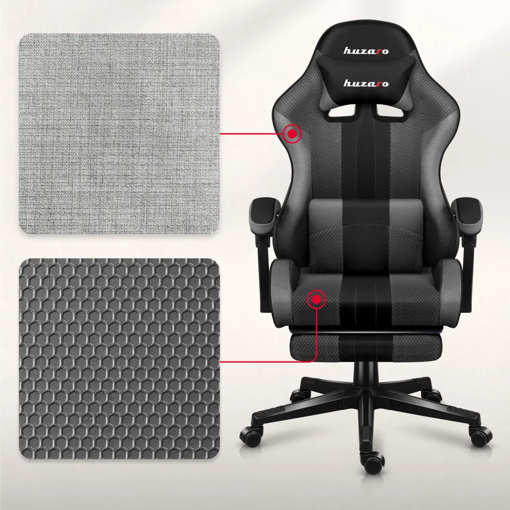 Siège Gaming Confortable Huzaro Force 4.7 Gris pour Longues Sessions - 8