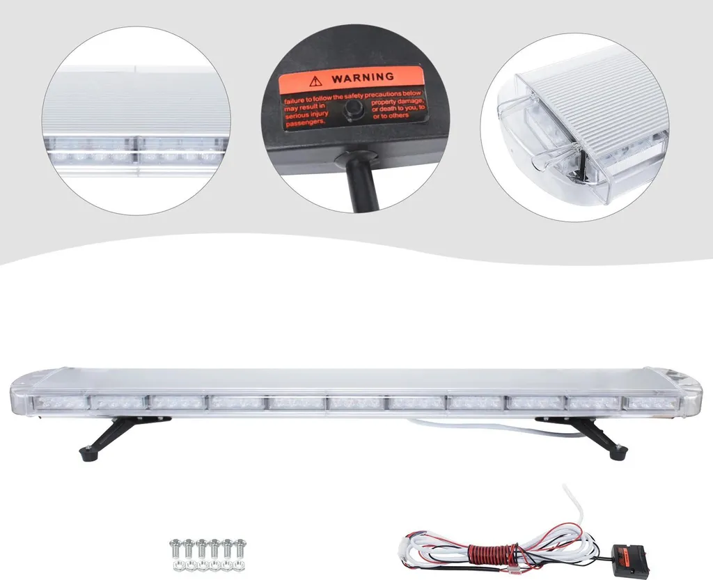 Barre lumineuse LED 96W stroboscopique 12-24V - Balise de toit jaune IP65