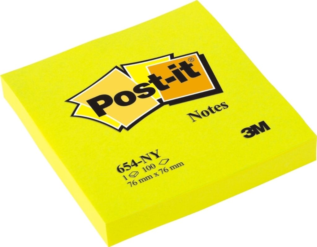 Post-it® Notes, Neongelb, 76 mm x 76 mm, 100 Blatt/Block, Produktbild 