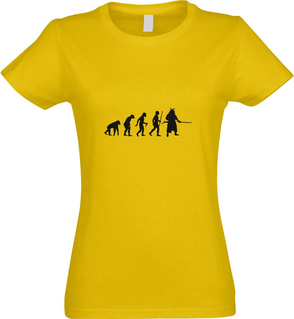 Kiwistar - T-Shirt tailliert - Damen - gelb - Samurai Bushi Evolution - mit Motiv Bedruckt - Funshirt Design - Sport - Freizeit - Damen - L