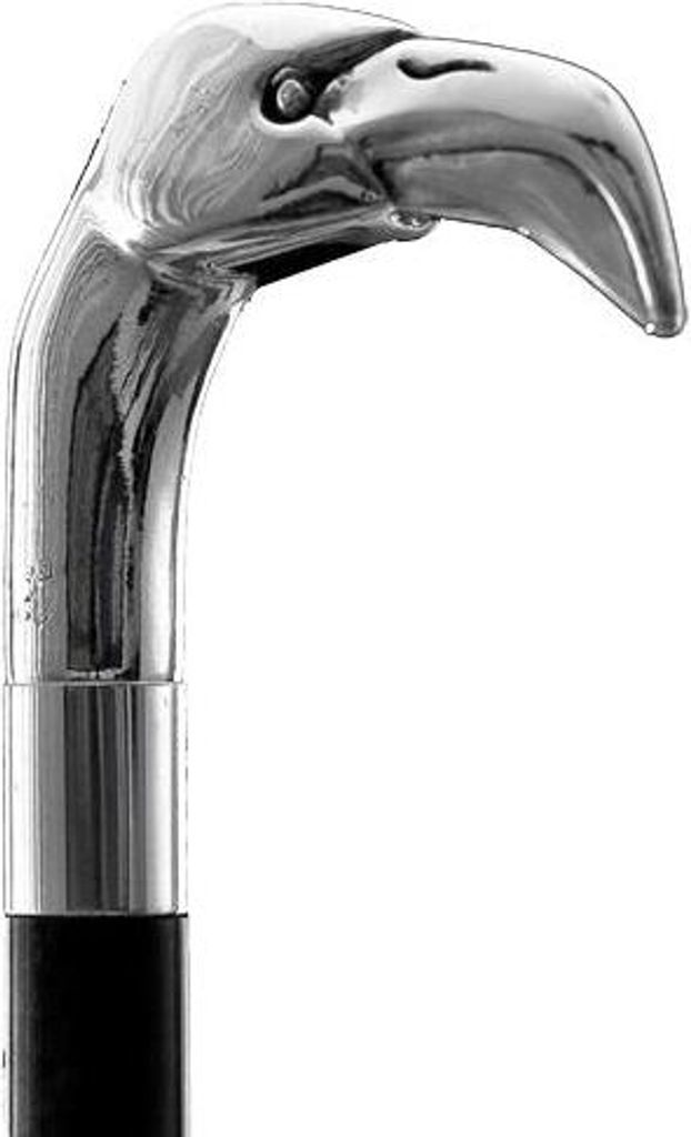 Eleganter Gehstock mit Griff Flamingo mit Silber bezieht - Spazierstock zur Hochzeit oder Feier - H. 93 cm