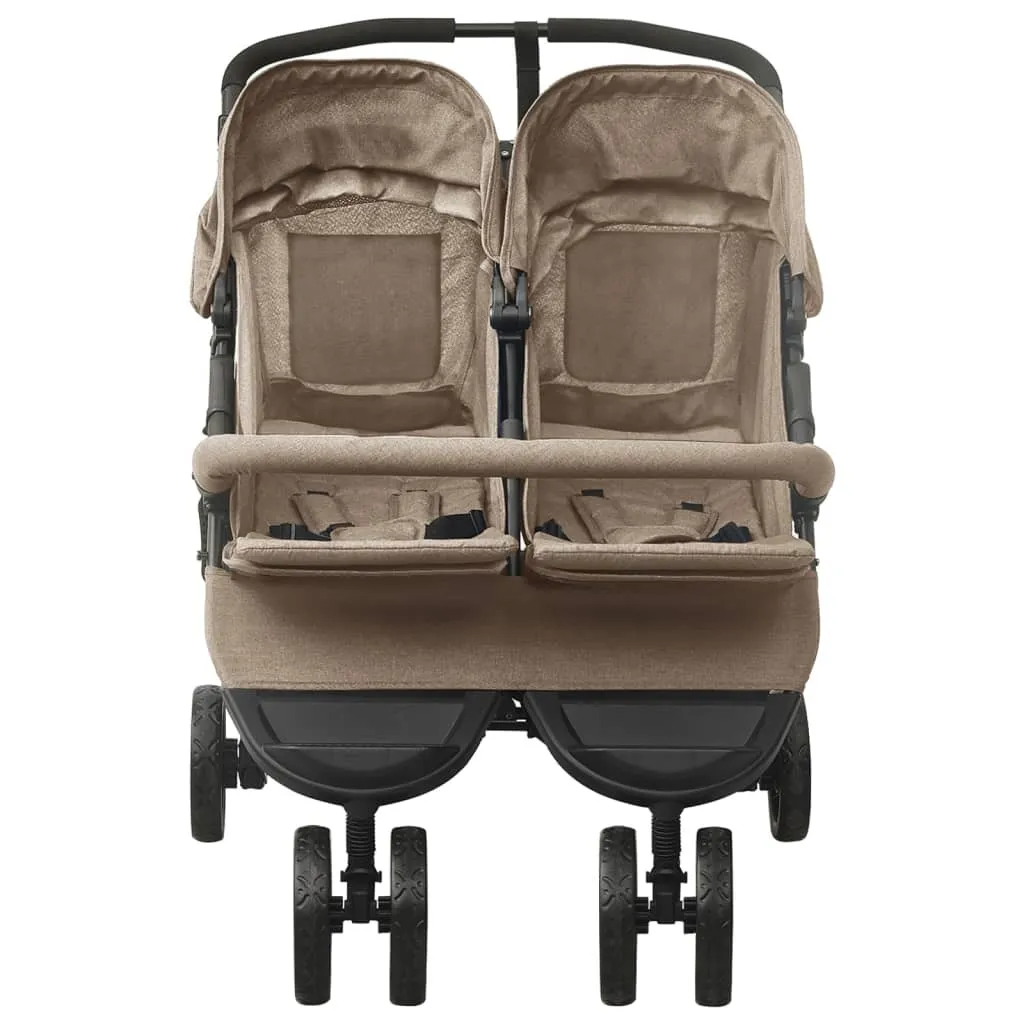 Poussette double côte à côte Taupe pour deux enfants de bas âge - XL