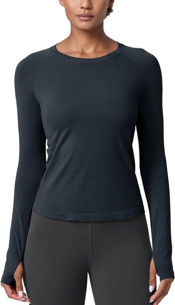 Haut de sport manches longues femme idéal pour le running et yoga en hiver