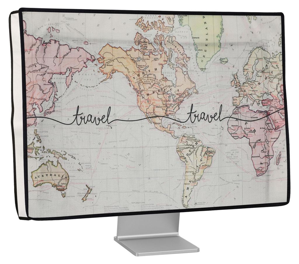 kwmobile Leinen Hülle kompatibel mit 24-26" Monitor - Schutzhülle Staubschutz Abdeckhaube für PC Bildschirm - Computer Screen Cover Staubhaube H...
