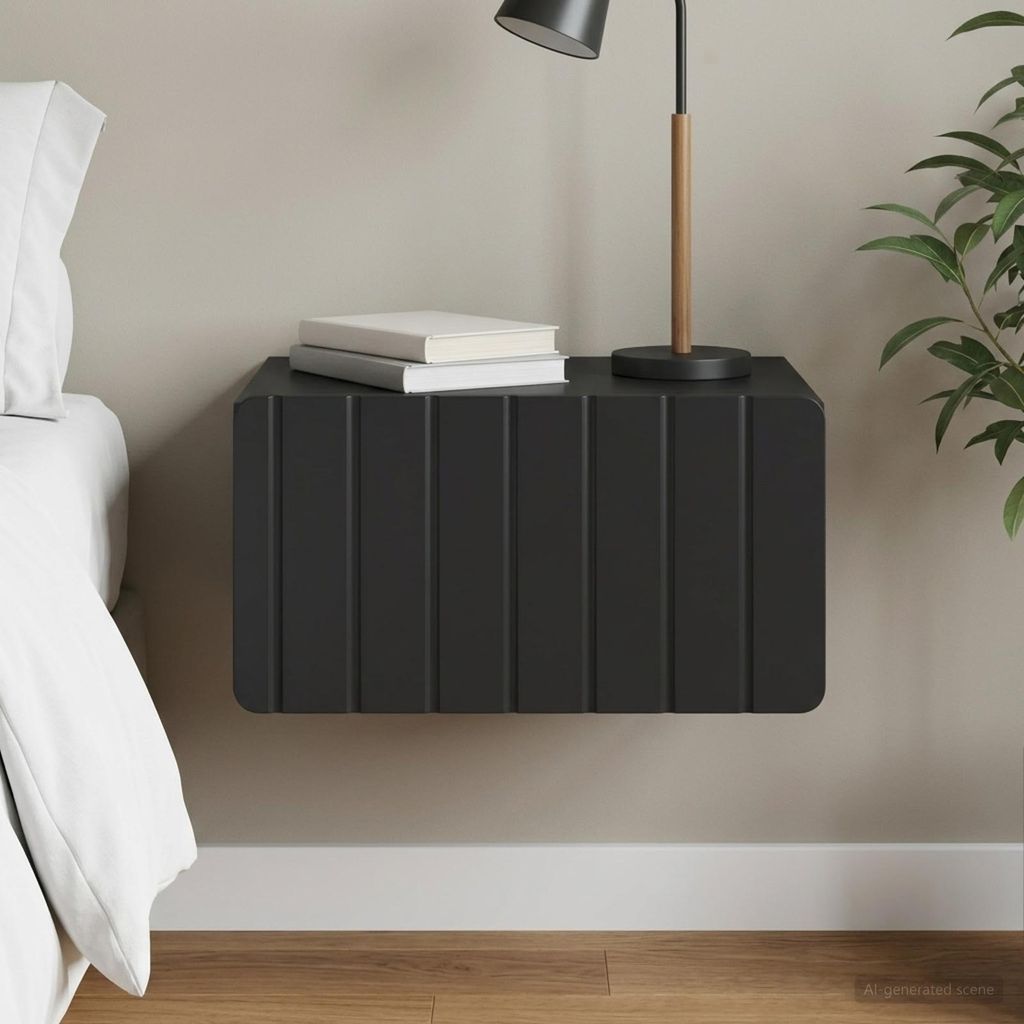 vidaXL Table de chevet murale noire 49 x 34,5 x 24 cm Image du produit 