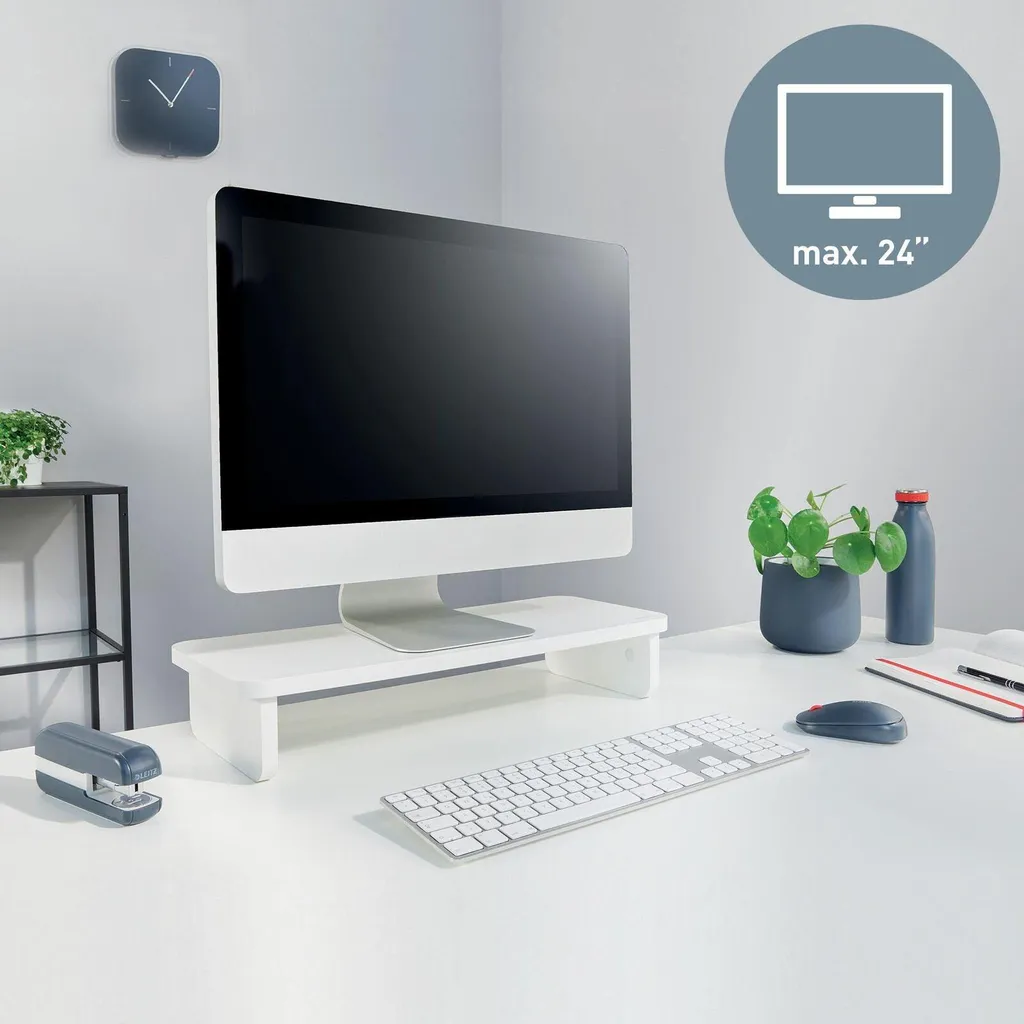 Support de Bureau pour Écran 24 Pouces - Leitz 64340001 Blanc Stable - 6