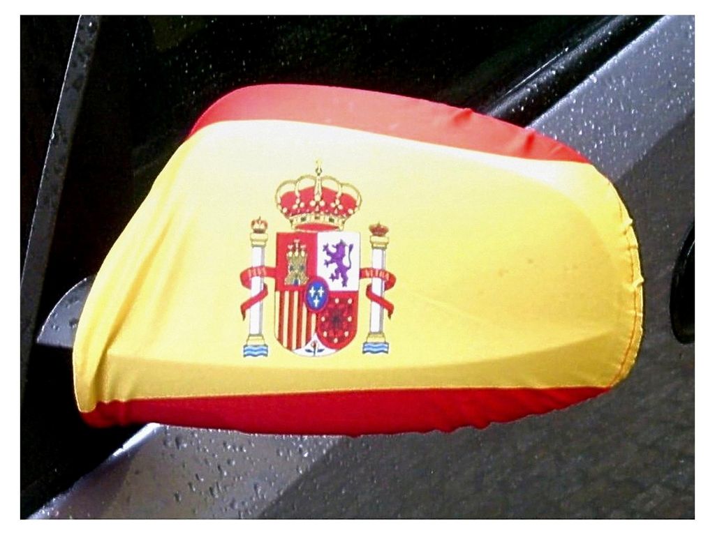 Spiegelflagge Spanien mit Wappen, 1 Paar für Auto-Rückspiegel