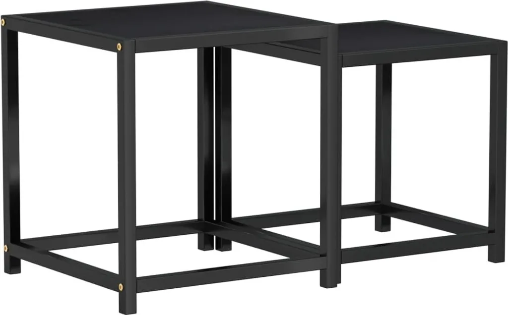 Set Tavolini 2 Pezzi MDF Nero: Robustezza e Stile Industrial