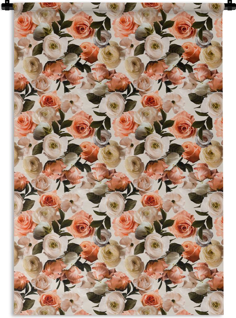 MuchoWow Wandteppich Wandbehang Rosen - Blumen - Collage 90x135 cm Tapisserie Dekoration Wandtuch - Baumwolle - Wandskulptur