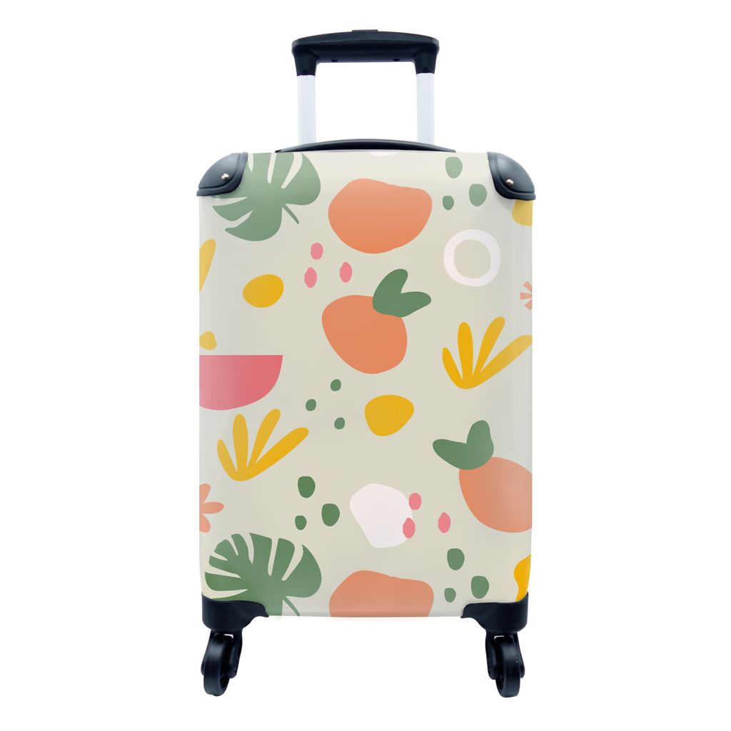 MuchoWow Koffer Handgepäck Trolley Rollkoffer Kleine Reisekoffer mit 4 Rollen - Obst - Monstera - Gestaltung - Cabin Size < 55x40x23 cm & 55x40x...