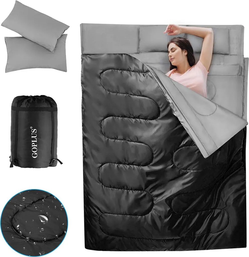 Sac de couchage camping 2 personnes grand format pour bivouac et plein air