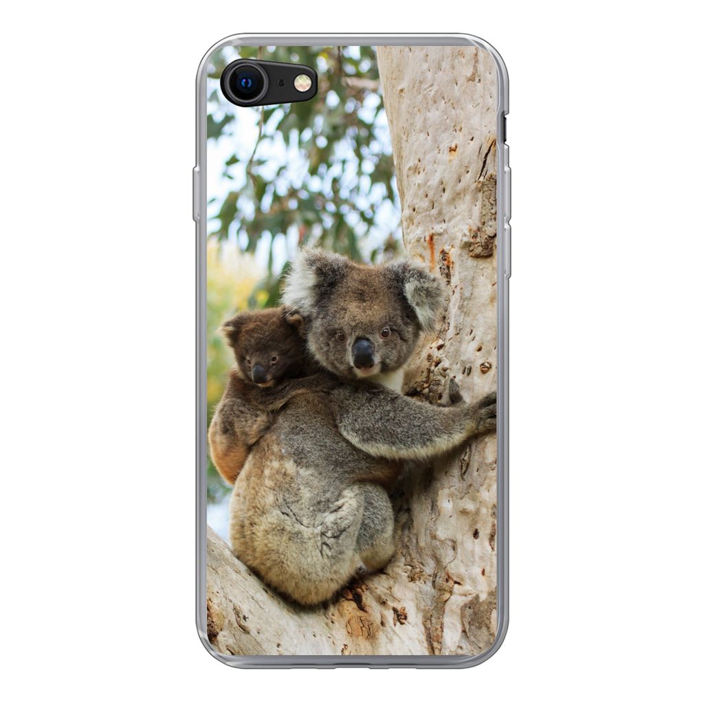 MuchoWow Handyhülle Schutzhülle Hülle für iPhone 7 Koalas - Kind - Baum - Kinder - Junge - Mädchen Silikon Softcase Handy Hülle - Kartenhalter