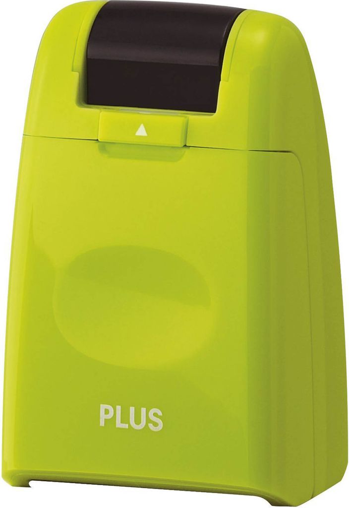 A green privacy stamp with a black roller on top.