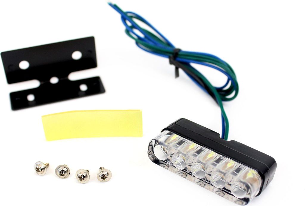 LED Kennzeichenleuchte, universal mit E-Prüfzeichen, 5 weiße LEDs in Reihe, 12V / 0,5W