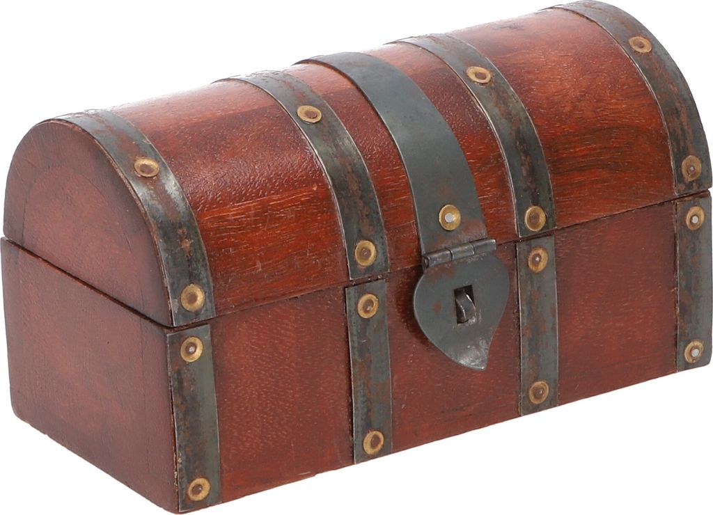 Rustikale Halbrunde Kleine Schatztruhe, Holzschachtel, Schmuck Dose - Modell 3, Braun, 10*17*9 cm, Dosen, Boxen & Schatullen