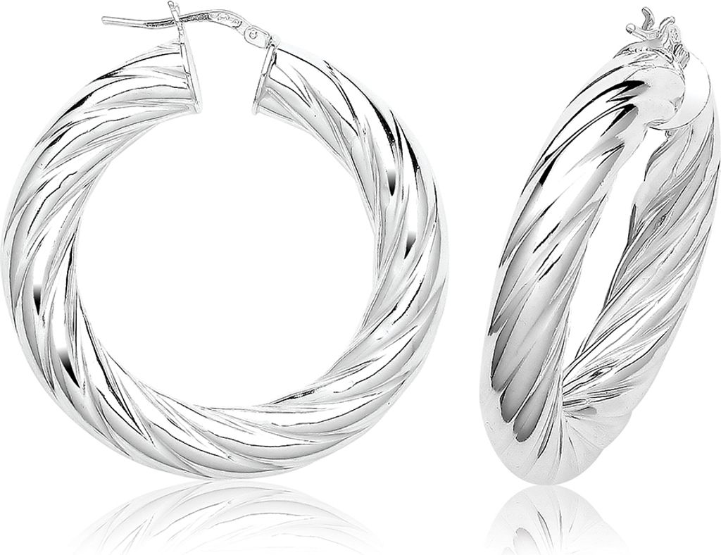 Stylische 925 Sterling Silber Damen - Paar Creolen - 30mm; TRS37229MM30