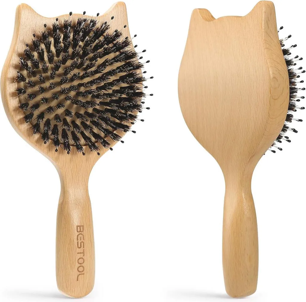 Brosse à Cheveux Anti-nœuds en Sanglier et Nylon contre les Frisottis