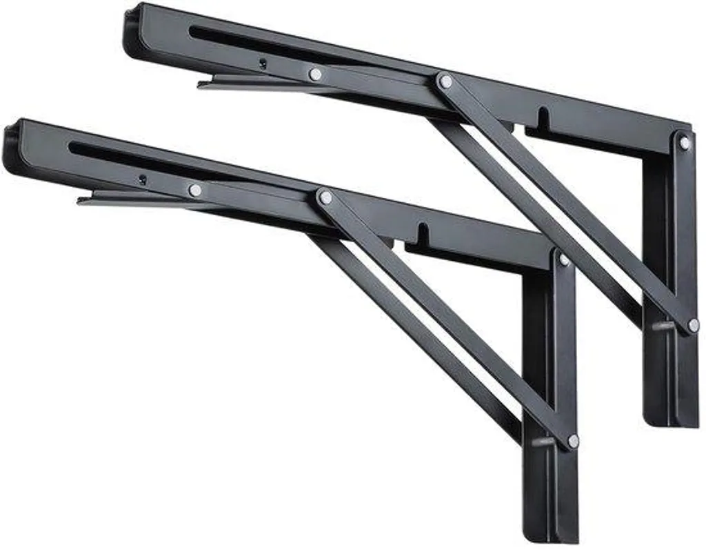 Console rabattable pour planches et étagère murale en acier noir