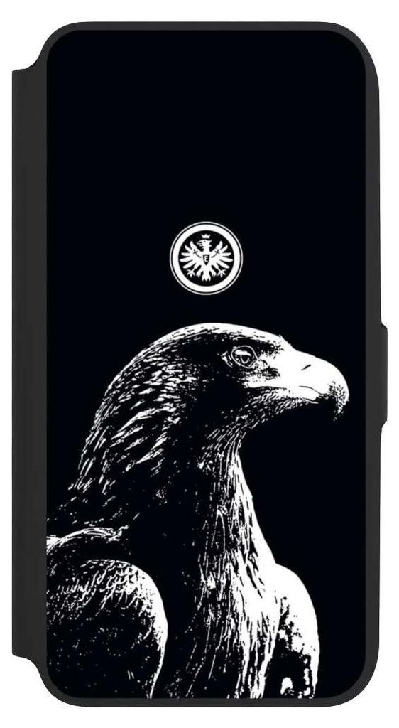 NIVOCASE Klapphülle für Samsung Galaxy A16 5G Handyhülle aus Kunst Leder NIVOflip schwarz Eintracht Frankfurt Offizielles Lizenzprodukt Attila