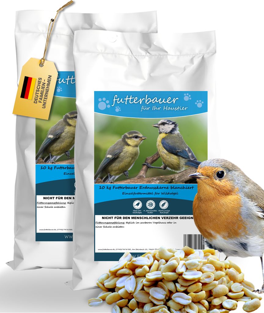 Futterbauer 2 x 10 kg Erdnüsse Erdnusskerne halbe ganze Produktbild 
