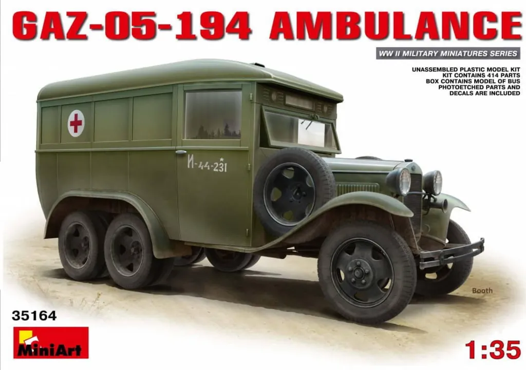 Ambulance GAZ-05-194 MiniArt 1/35 - Idéal pour Diorama Seconde Guerre