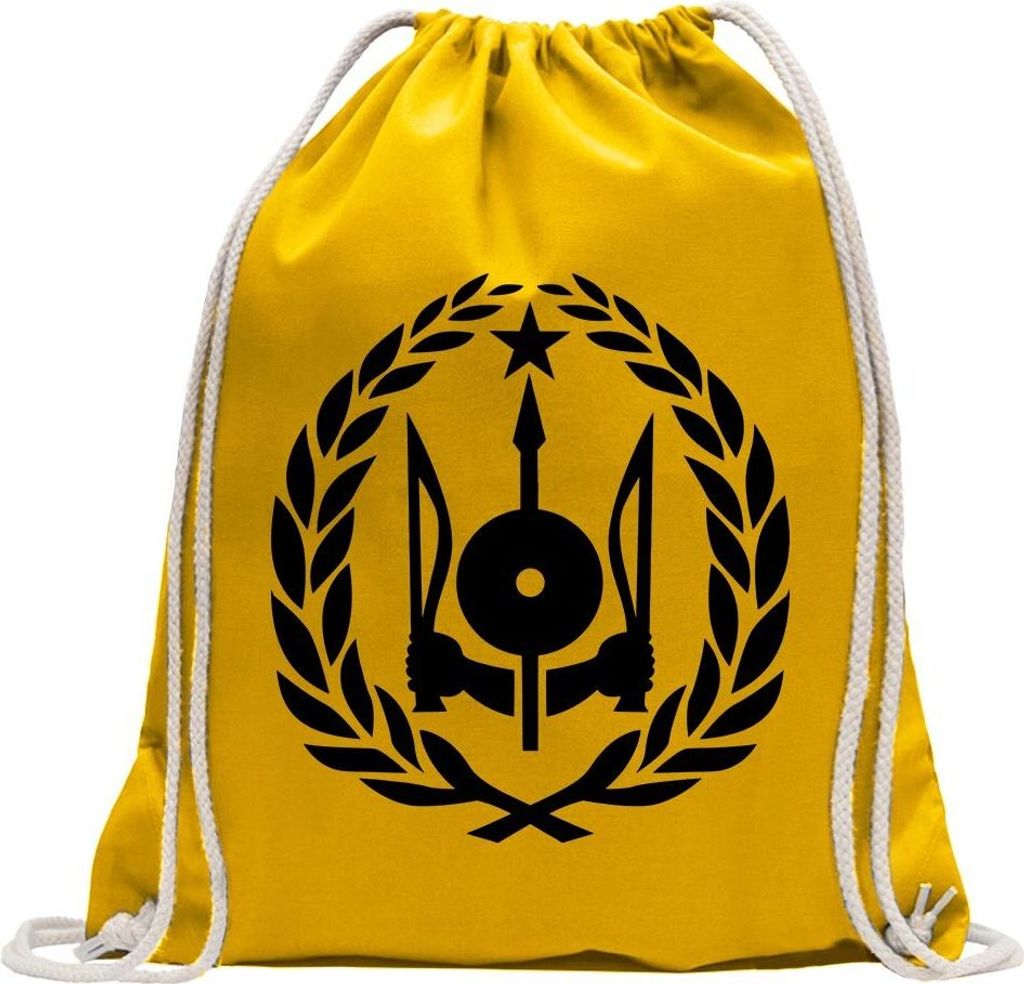 Kiwistar - Turnbeutel - gelb - Dschibuti Wappen - Fun Rucksack Sport Beutel Gymsack Baumwolle mit Ziehgurt