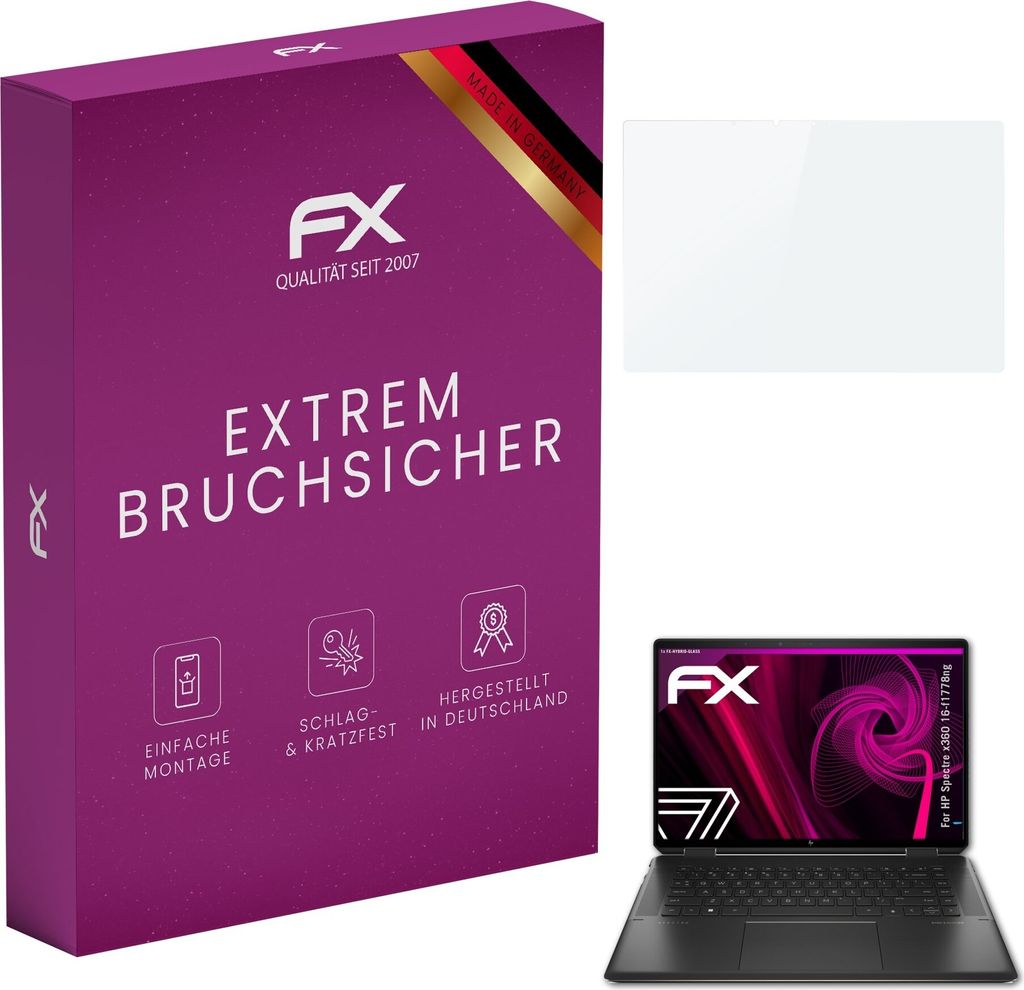 atFoliX FX-Hybrid-Glass Displayfolie kompatibel mit HP Spectre x360 16-f1778ng Glasfolie