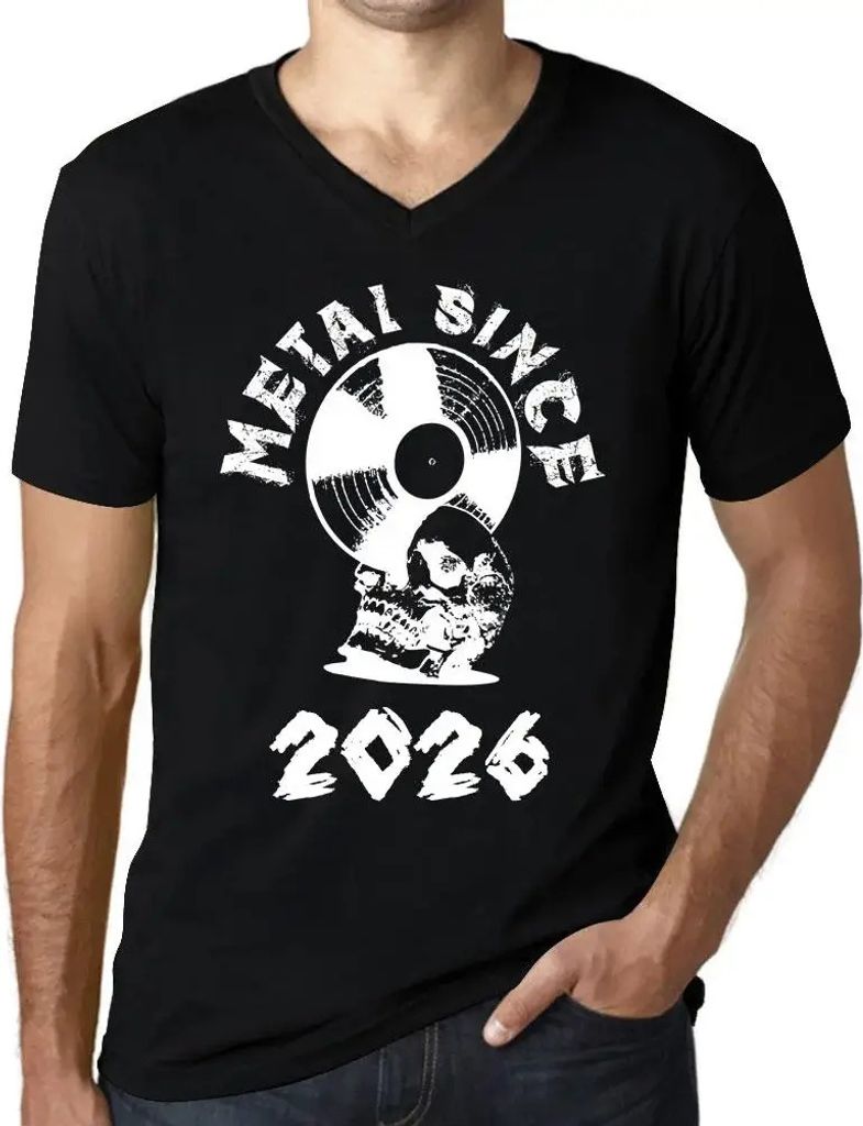 Herren Grafik T-Shirt V-Ausschnitt Metall seit 2026 – Metal Since 2026 – Öko-Verantwortlich Vintage Jahrgang Kurzarm Lustige Druck Geburtstag ...