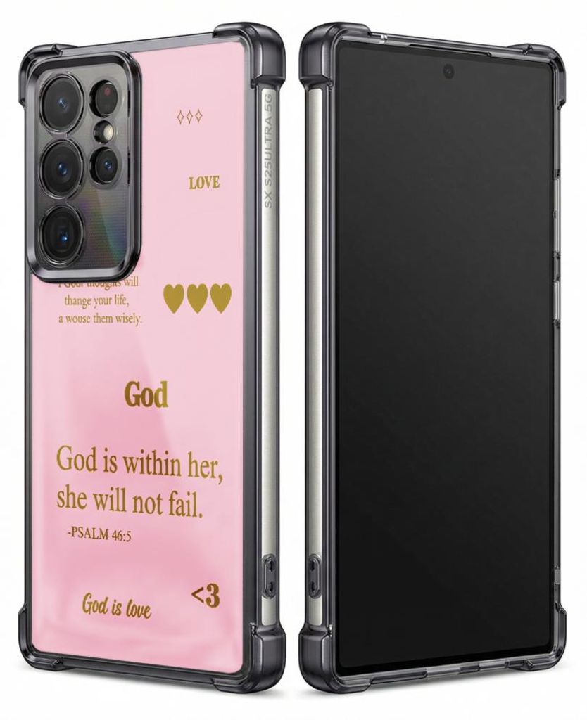 Personalisierte Hülle mit Bild für Samsung Galaxy S24+ Elektroplattiert TPU Stoßdämpfer Handyhülle mit Gott in ihr, sie wird nicht scheitern.